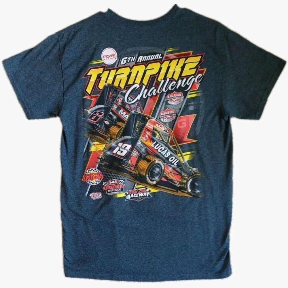 2019 Turnpike Challenge Racing Shirt Medium M POWRi I-44 Riverside Speedway Gray